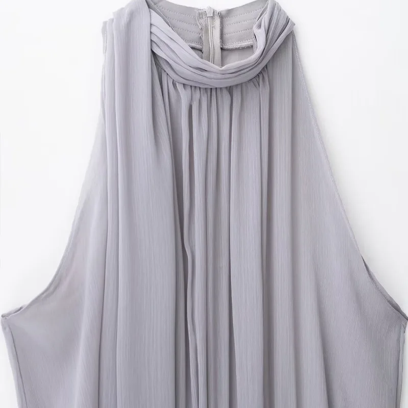 Set da donna elegante Set di gonne lunghe solide sottili di nuova moda per le donne 2 pezzi Set di tute senza maniche con decorazione a pieghe