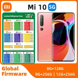 샤오미 미 10 안드로이드 5G 잠금 해제 6.67 인치, 12GB RAM, 256GB ROM, 모든 색상, 좋은 상태, 정품 중고 전화