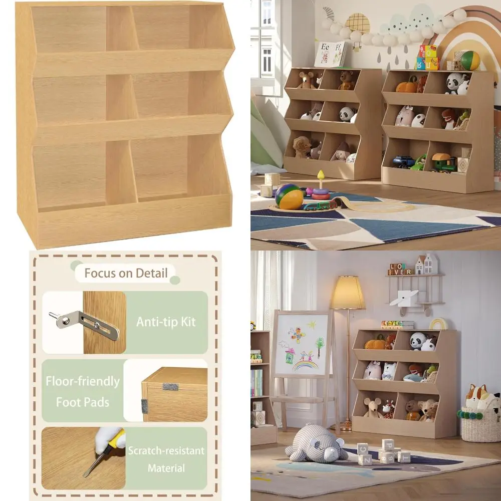 

Wooden 6-Cubby Kids Toy and Book Storage Cabinet for Toddlers