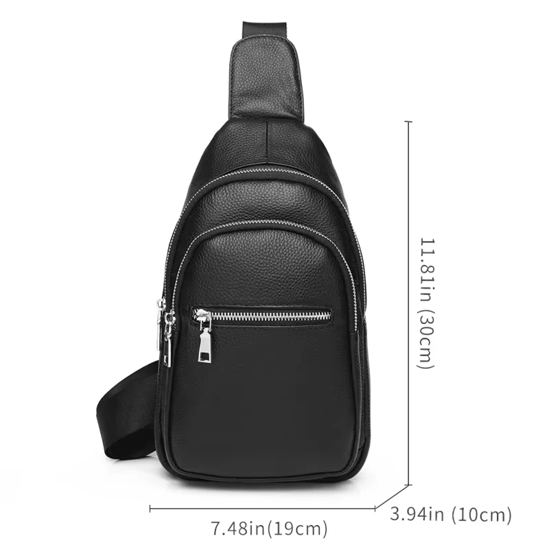 Sac à bandoulière en cuir véritable pour hommes, sacoche de poitrine de bonne qualité, sacs à bandoulière décontractés en cuir de vache
