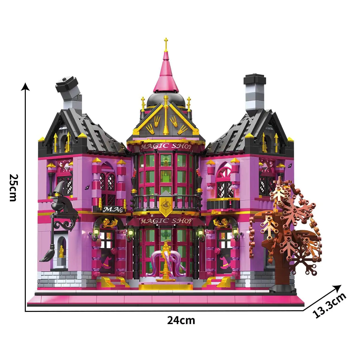 Creative Streetscape Loz Mini Diamond Build Block City Street View Magic Shop Wizard Figures Bricks Toys With Light For Gift