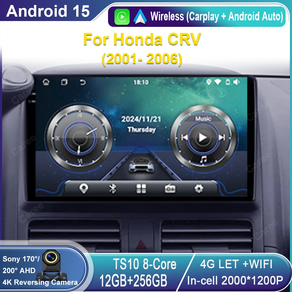 

Car Radio For Honda CRV 2001-2006 Autoradio Multimedia Carplay Wireless Android Auto Stereo Car 8Core wifi gps Car Stereo Video
