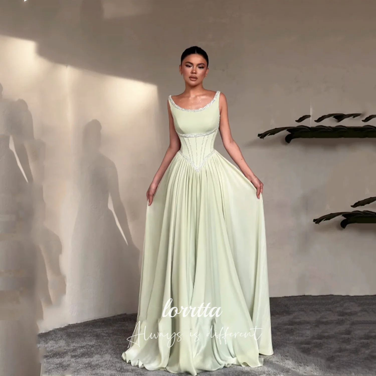 

Lorrtta Customized Luxurious Evening Dresses for Special Occasions Green A-line Women's Evening Dress Beads Elegant Party Prom