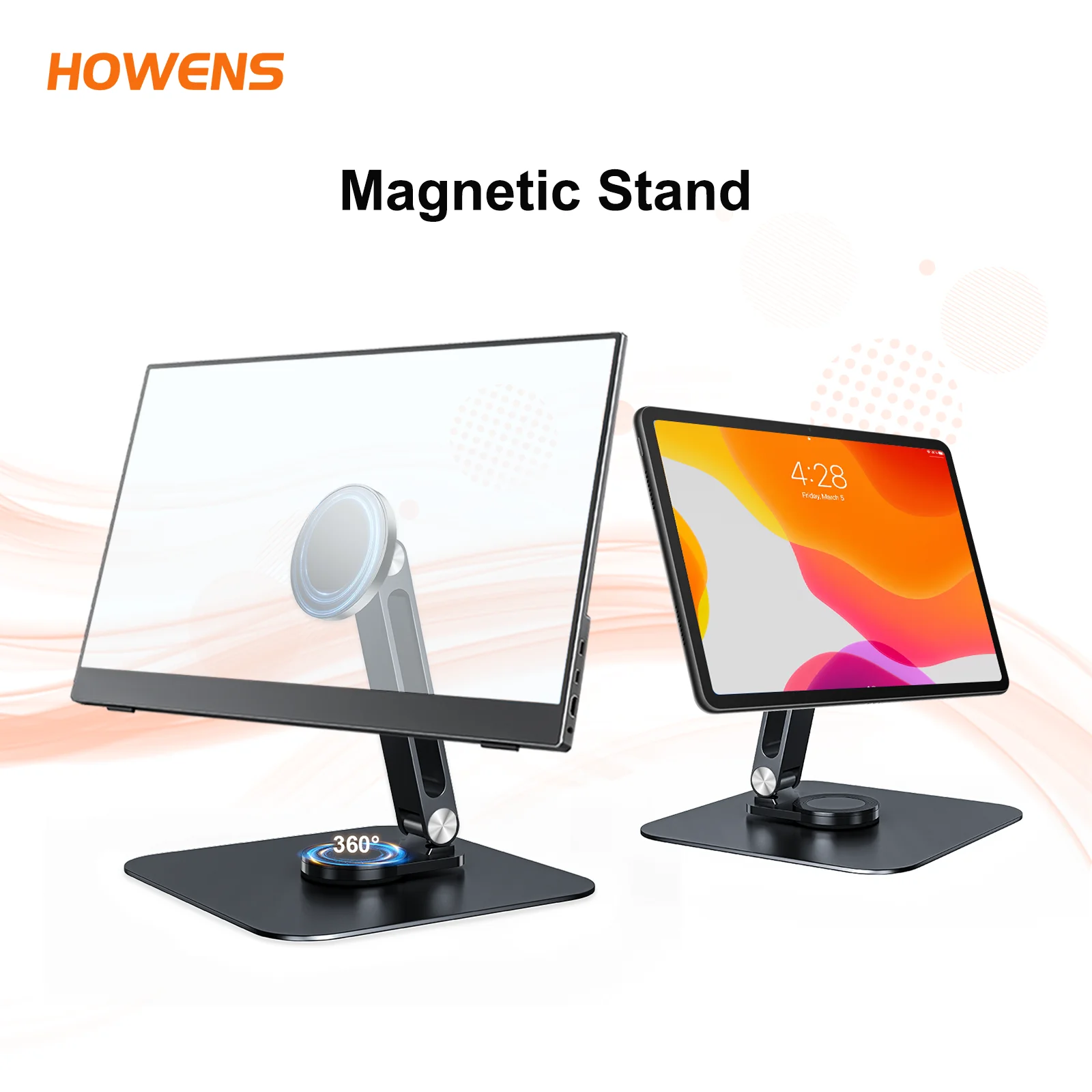 360° Stand for Portable Monitor Magnetic Bracket Aluminum Alloy Desktop Holder 3KG Load Capacity Ultra Stable for Phone Tablet