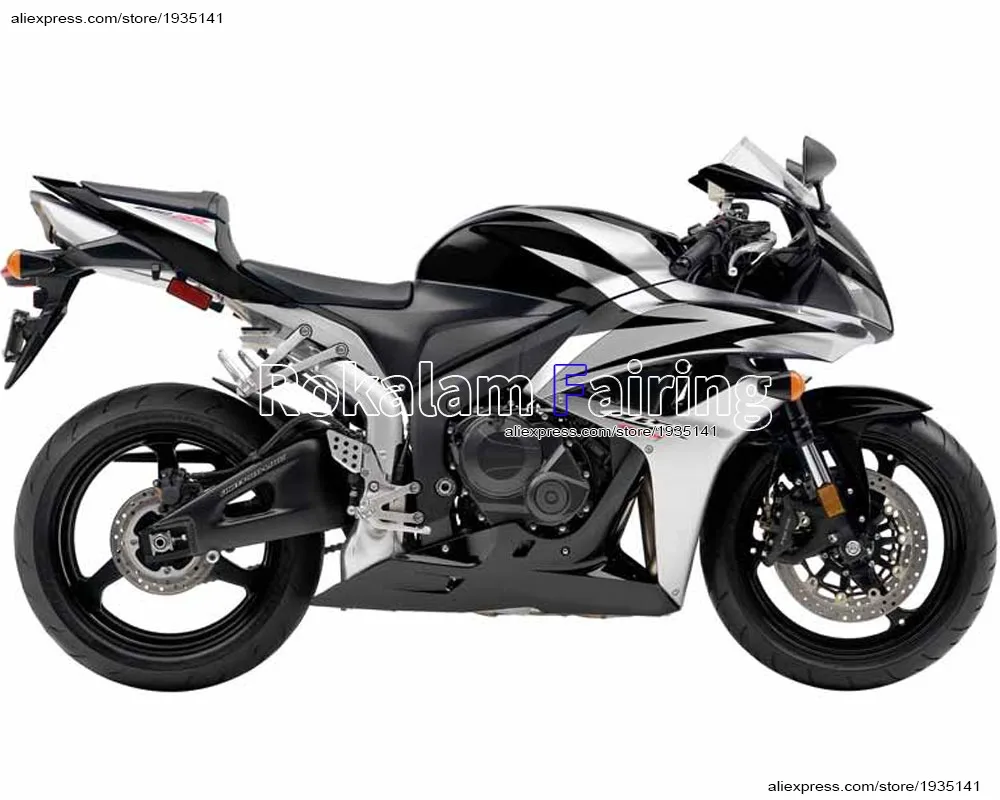

Для Honda CBR600RR F5 2007-2008 CBR600 RR 07/08 Черно-серебристые обтекатели кузова мотоцикла (литье под давлением)