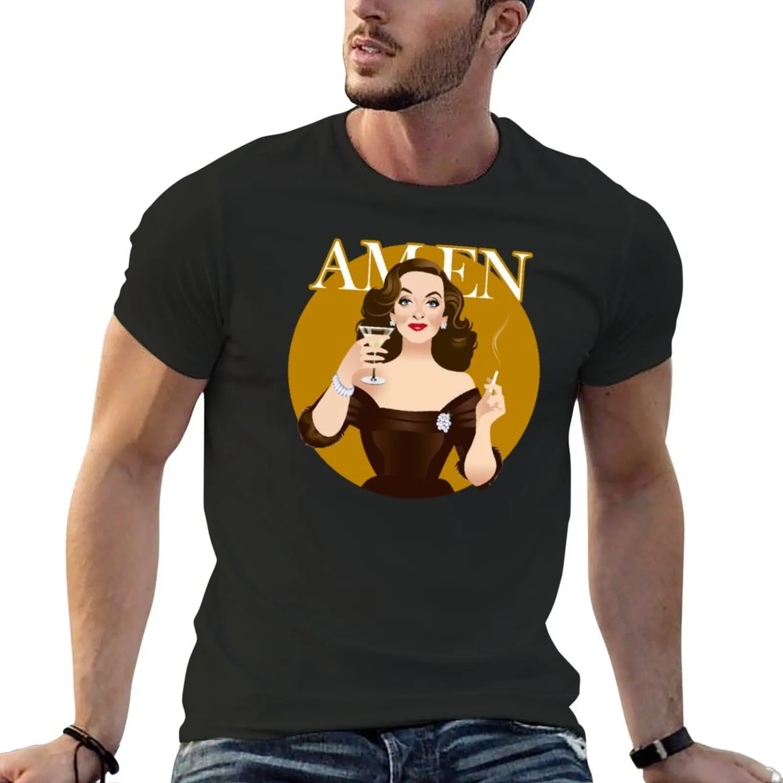 Bette Davis Amen T-Shirt anime clothes summer tops sweat vintage anime shirt men clothings