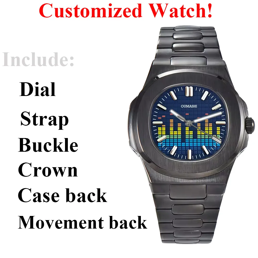 Customized logo 43mm NH35 Music Style Watch Men's Watch Automatic Watch Mechanical Movement Sapphire Glass Waterproof Watch