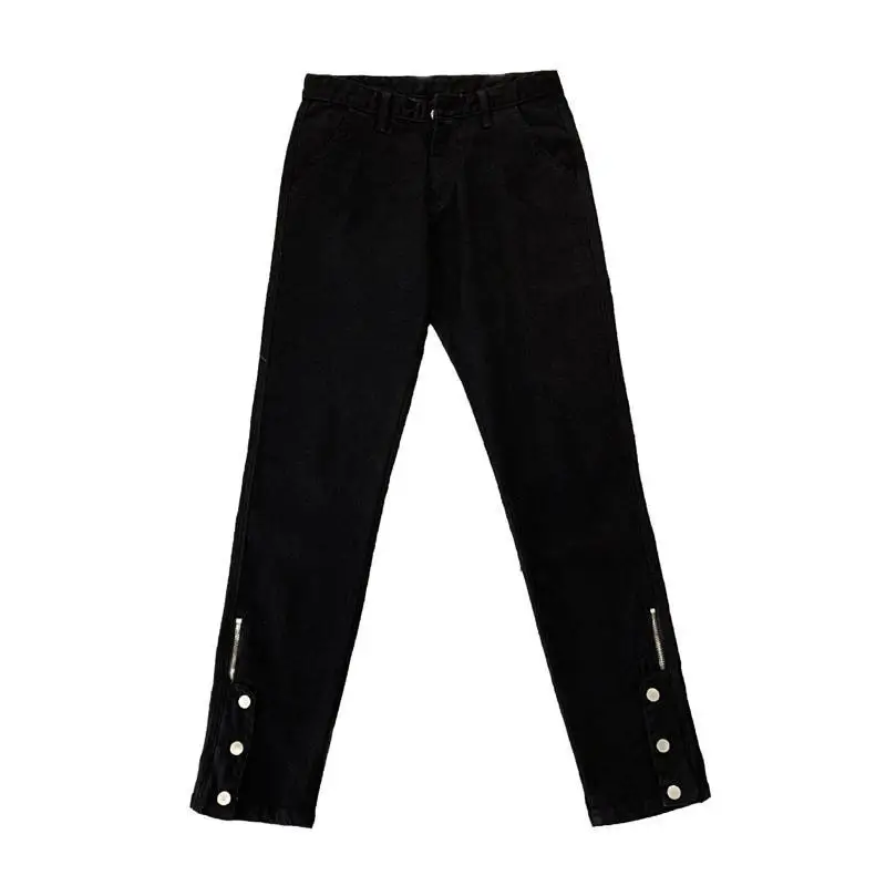 High Street Black Breasted Jeans Fashion Brand Work Dress Design Sense Y2k Hip Hop Punk Slim Retro Long Pants for Men