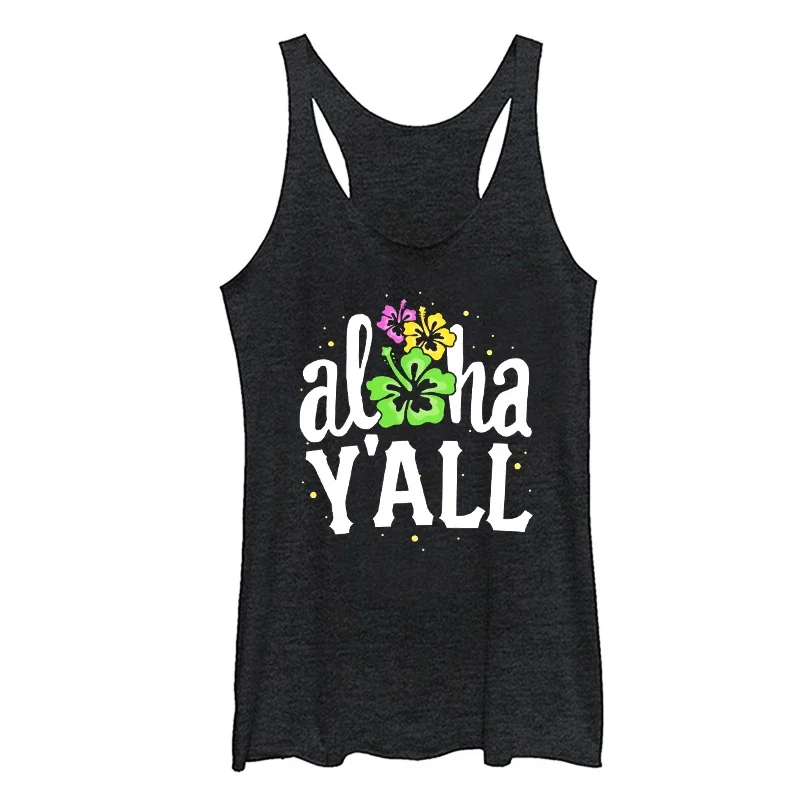 Aloha Y'all Tank Top Beach Women Clothes Aloha Shirt Vacation Tank Tops 2022 Summer Shirt Hawaiian Womens Tops