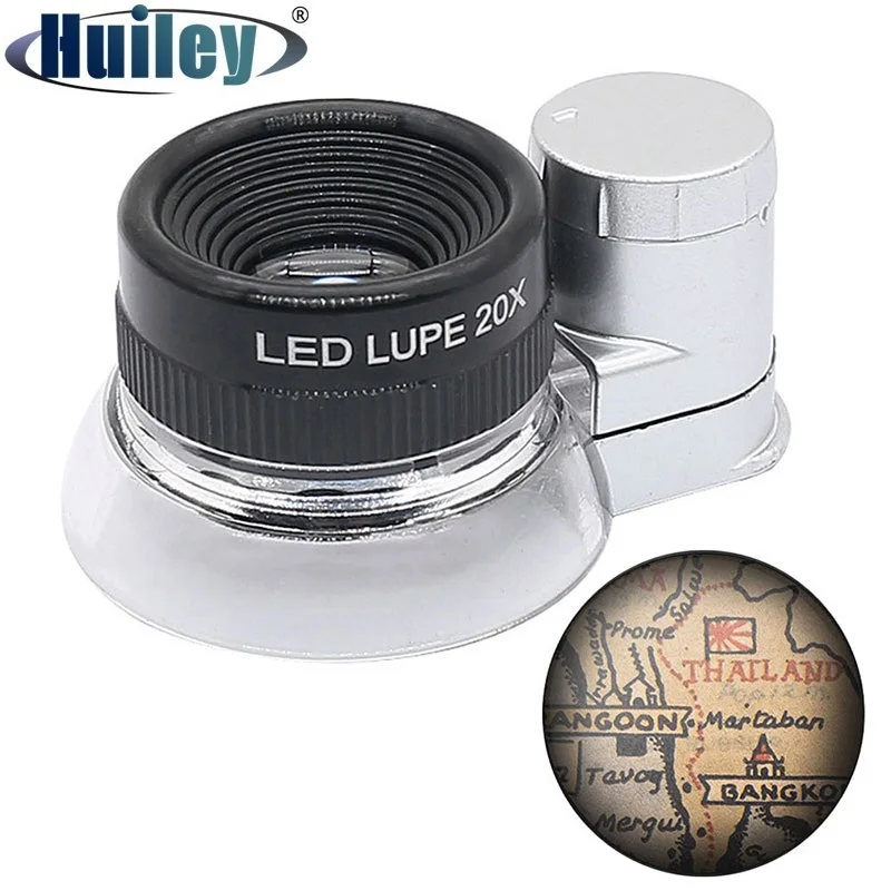 Pocket Size 20X Adjustable Zoom LED Lupe Illuminated Magnifier Cloth Fabrics Detecting Magnifying Glass Loupe with 6LED