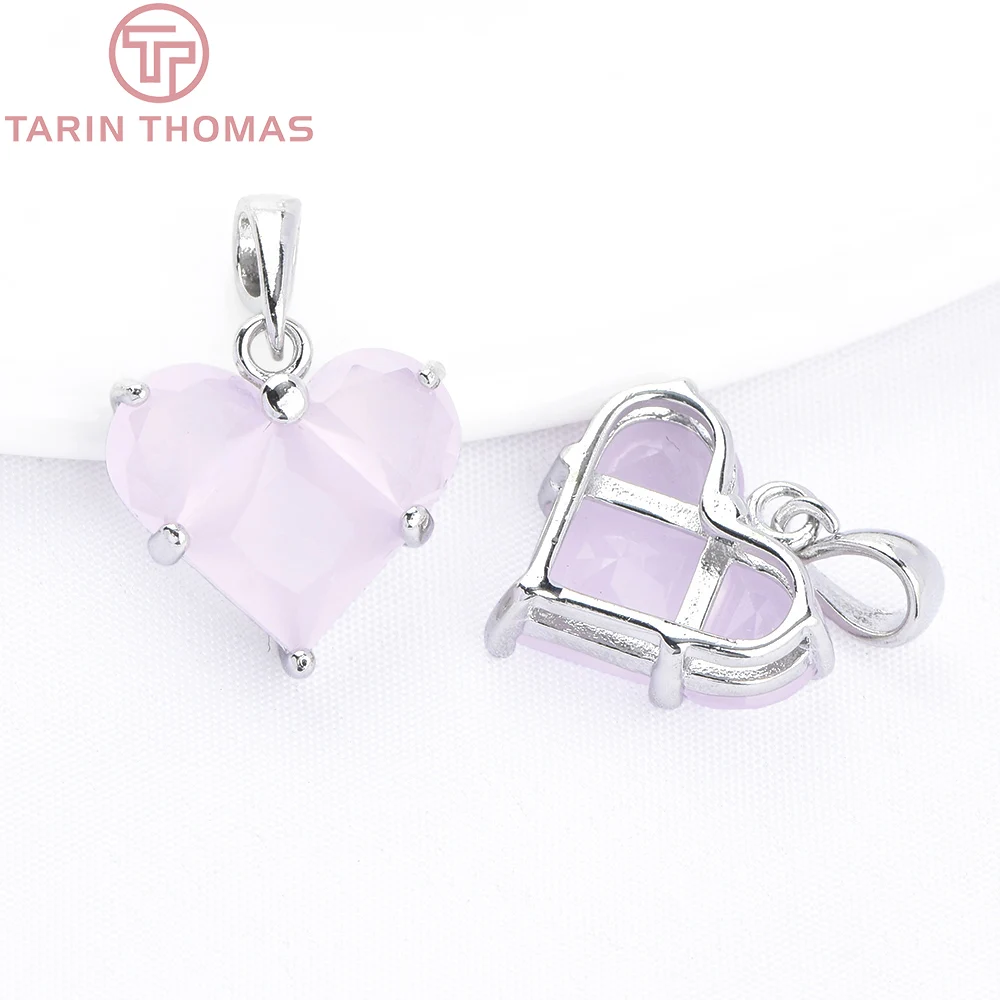 (117)4PCS 14x14,5 MM Platin Farbe Messing mit Zirkon Herz Anhänger Hohe Qualität Diy Schmuck Erkenntnisse Zubehör großhandel – Detail 12