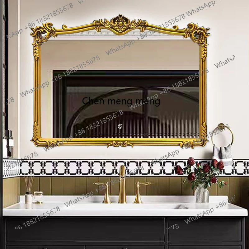 French Sink Mirror American Bathroom Bathroom Bathroom Wall Hanging Mirror Retro Old Fireplace Dresser