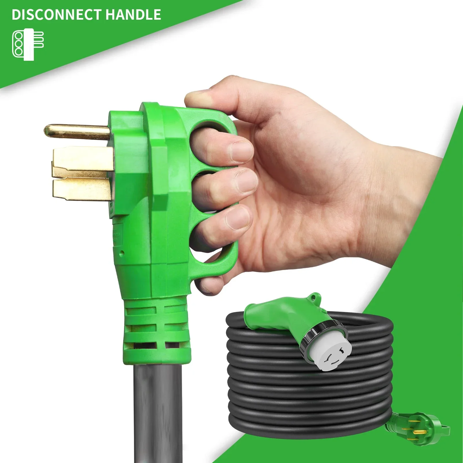 Gold Seller50 Amp Generator Power Inlet Box and Power Cord 135 Degree Locking Combo Kit, NEMA 14-50P to SS2-50R Extension Cor