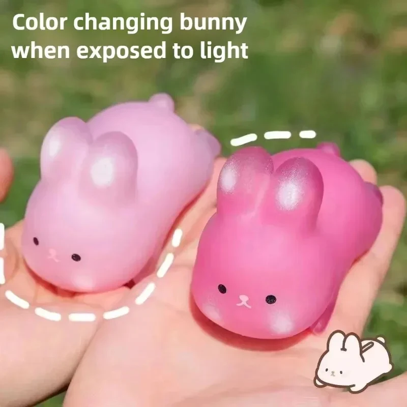 1-10PCS Color Changing Love Rabbit Pinch Music Toy Slow Rebound Simulation Stress Relieving Gift for Adult and Children Party