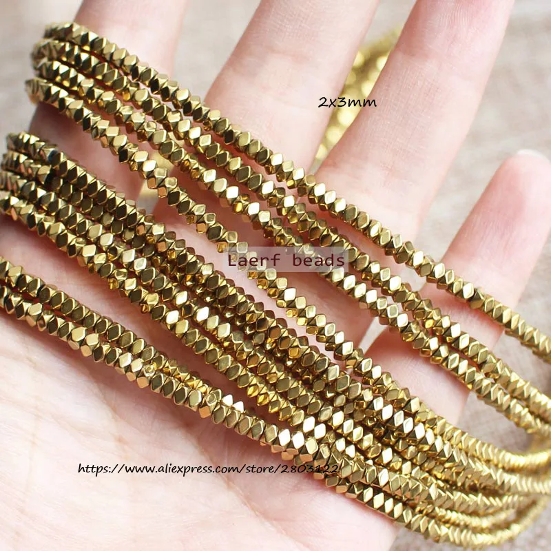 2x3mm Natural Hematite Very Shining Faceted Square Beads\