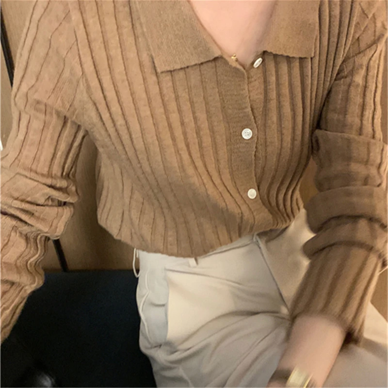 Aossviao outono inverno lapela camisola feminina 2025 único breasted malha cardigan feminino retro fino ajuste camisola macia moda topos