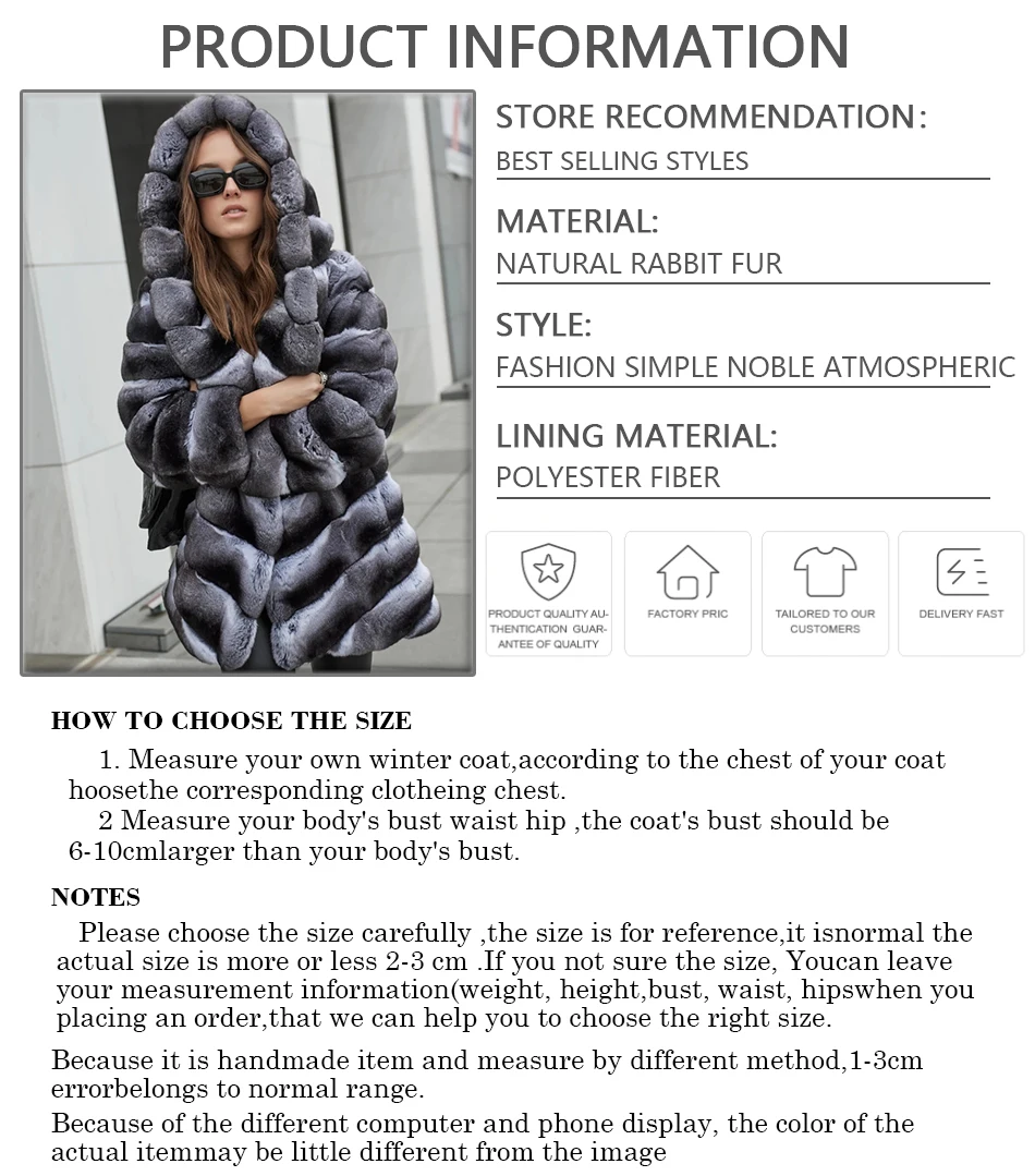 Chinchilla Fur Coat For Women Real Rex Rabbit Fur Jacket Luxury Brands Warm Winter Jackets With Hood