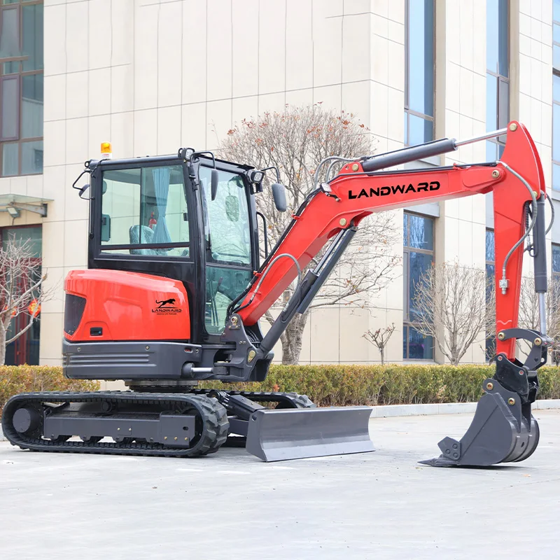 3 Tons Excavator Machinery Construction Site Mini Digger Excavator KUBOTA Engine Cab Mini Excavator For Sale LANDWARD Customized