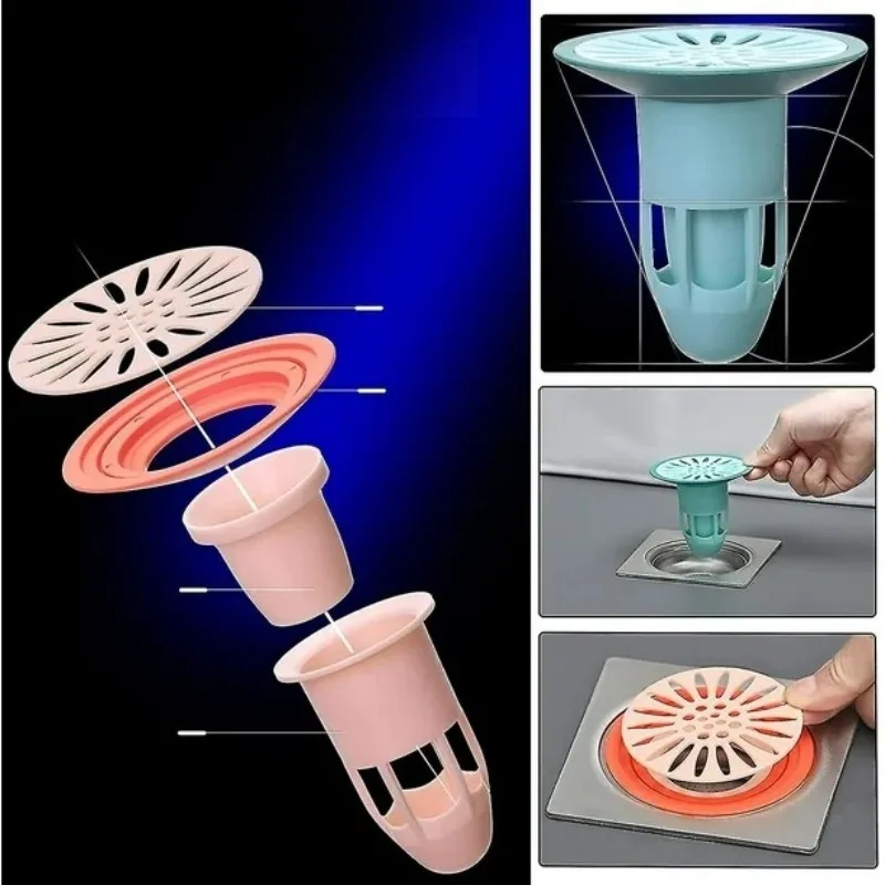 1pcs Universal Drain Stopper Filter Hair Trap Strainer Deodorant Core Insect‑Proof Sewer Cover For Bathroom Kitchen ToiletPP