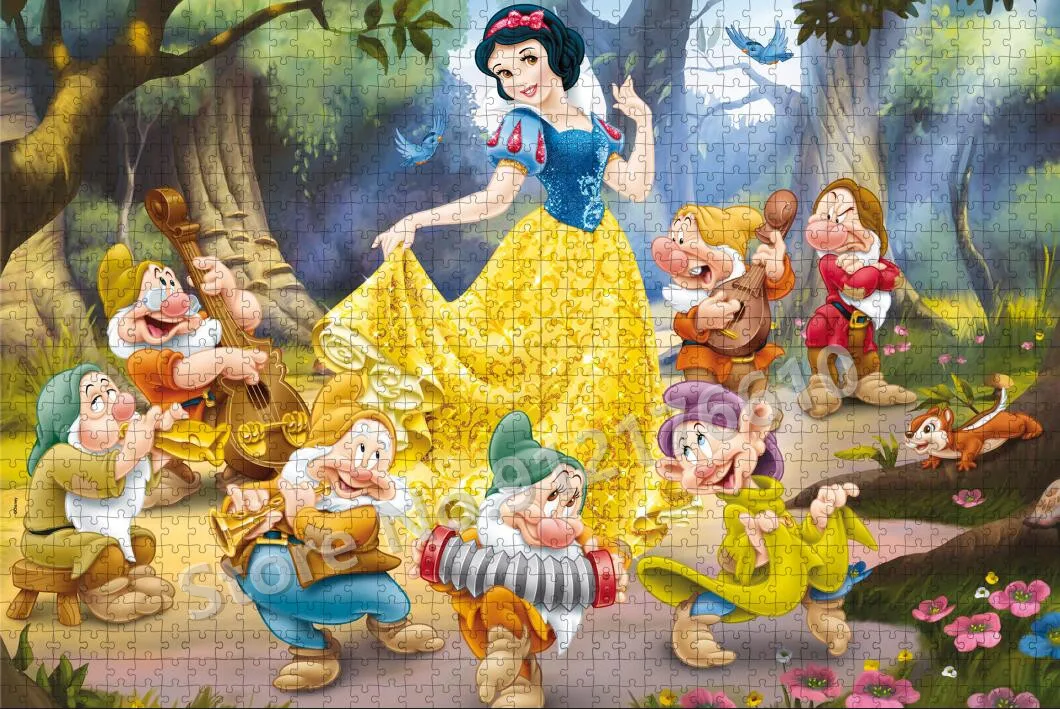 Snow White 300/500/1000 Pieces Jigsaw Puzzles Disney Princess Decompress Educational Print Puzzle Kids Adult Gaming Toys Gifts