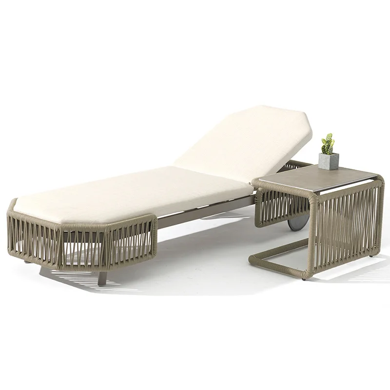 Leisure Outdoor Furniture Patio Garden Sets handcrafted Rattan Sunbed UV protection Lazy sun with Cushion