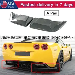 A Pair Rear Bumper Corner For Chevrolet Corvette C6 2005-2013 Side Splitters Carbon Fiber Print Glossy Black Car Accessories