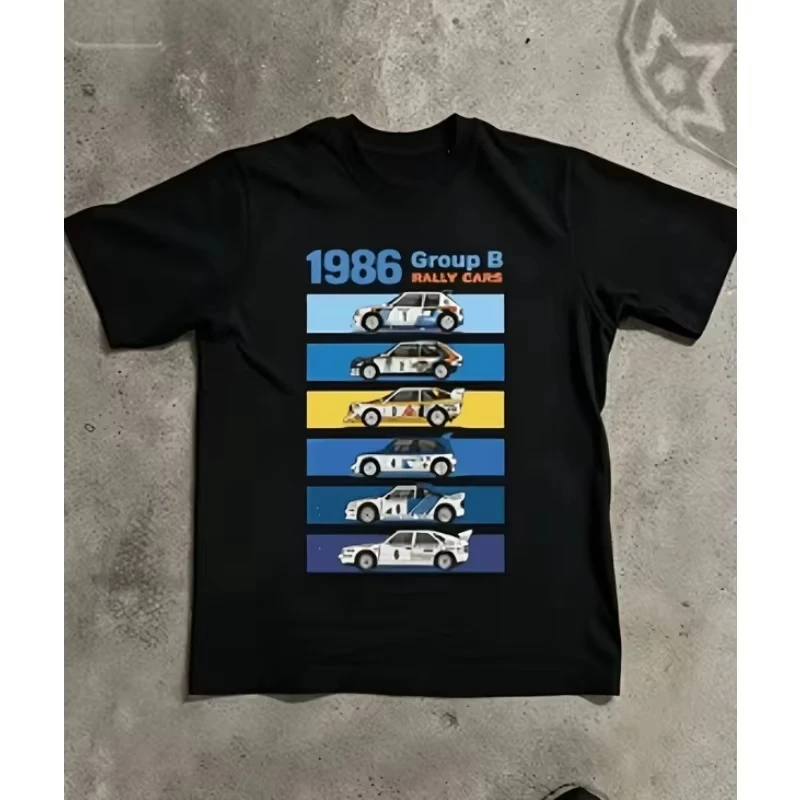1986 Group B Rally Racing Illustration Graphic Tee Unisex Creative Pattern Commemorative Casual Short Sleeve Streetwear Tops