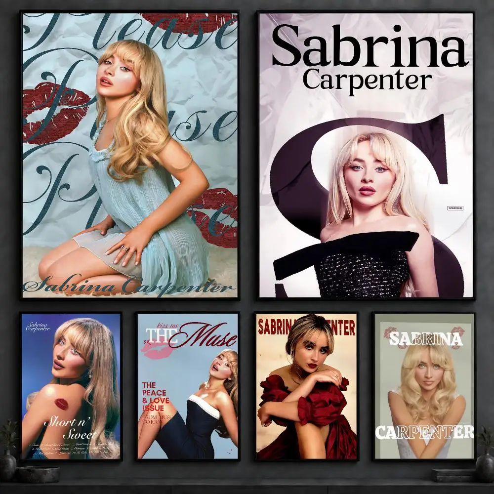 Singer S-Sabrina CarpenterS Poster Art  Self-Adhesive No Glue Residue Wall Decor for Bedroom Living Room