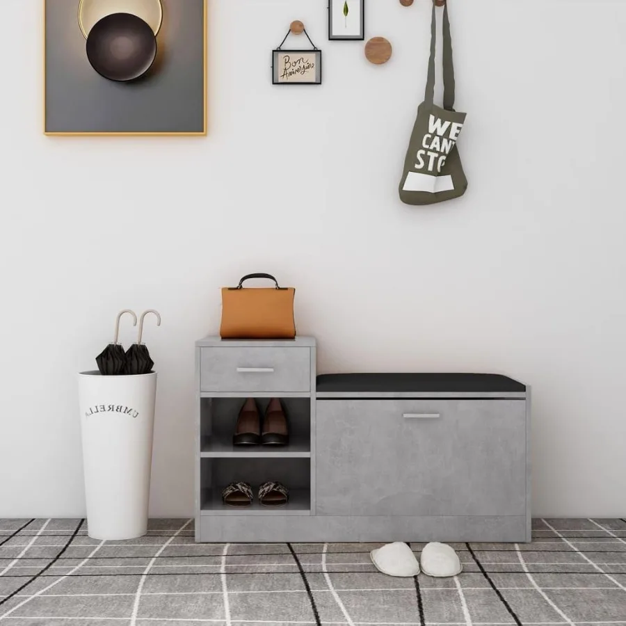 

Shoe Bench Concrete Gray 37.2x12.2x22.4 Engineered Wood