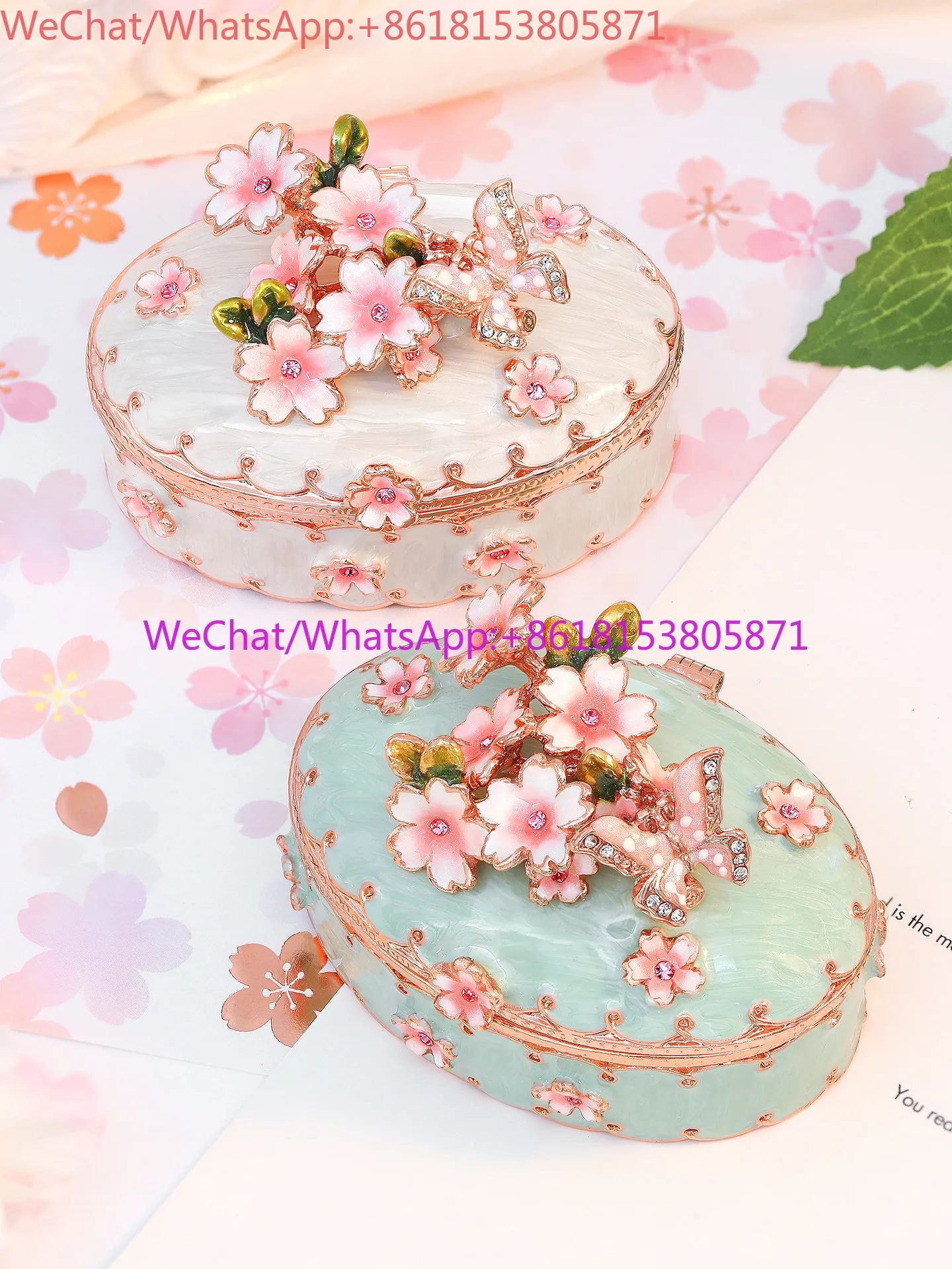 High-end cherry blossom earrings jewelry storage creative proposal ring box wedding gift