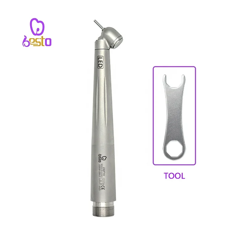 den tal 45 Degree LED High Speed Handpiece Stainless Steel Surgical Handpiece den tal Air Turbine Tip 2 Holes for Molar Region