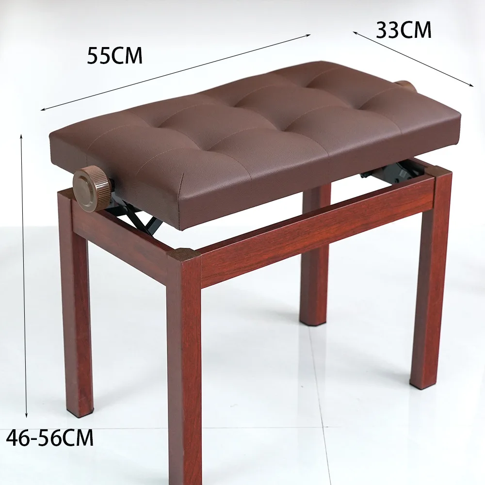 Piano Bench Single Adjustable Height Solid Wood Walnut Color