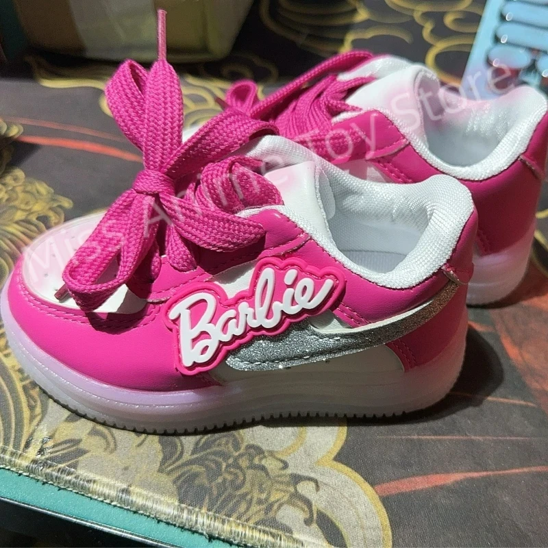 Kids Barbie Shoes Tennis Shoes Girls Led Luminous Sport Shoes Baby Casual Sneakers Cute Children Kawaii Shoes Gift Size 21-30