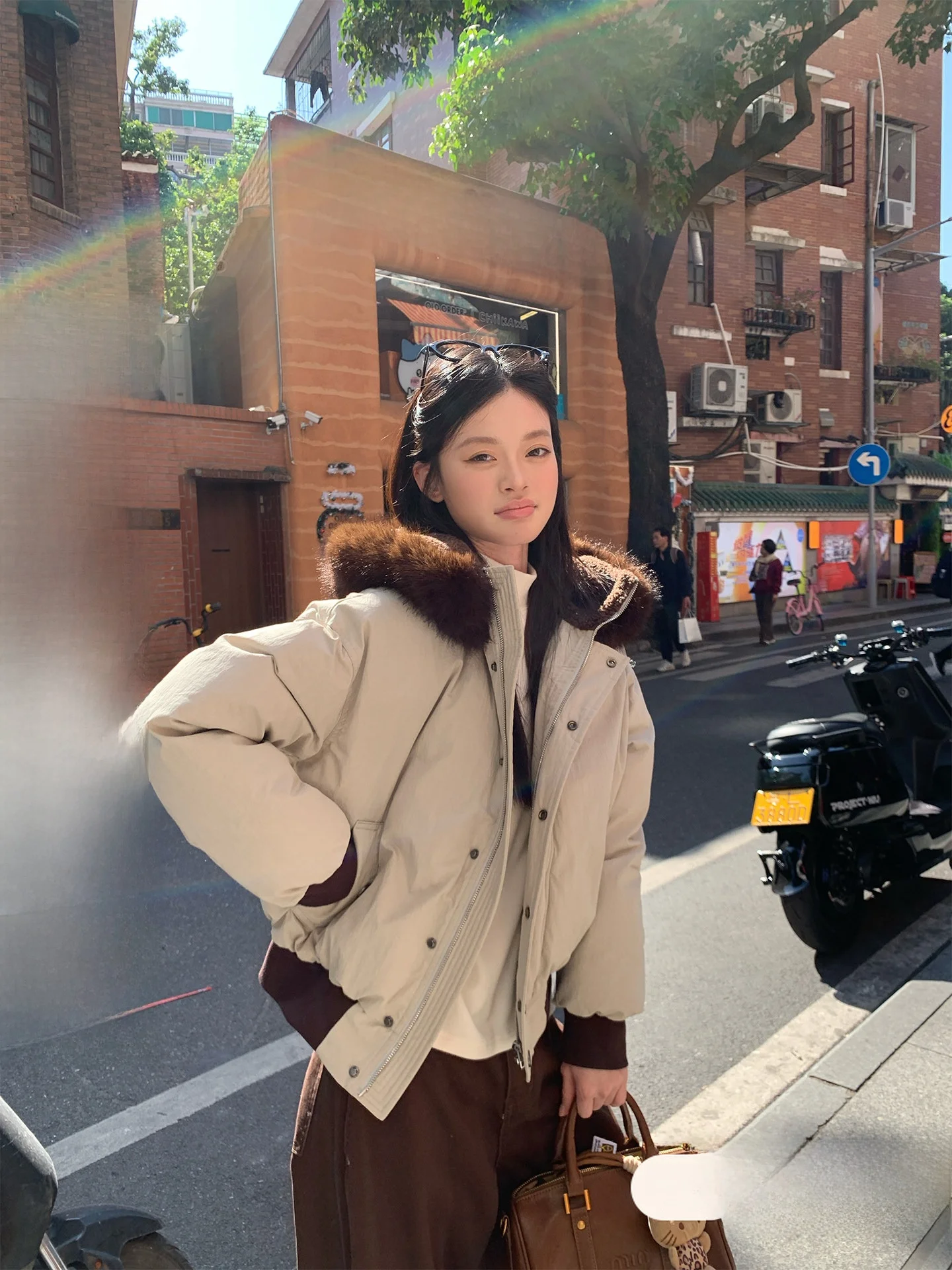 

Warm Retro Color Block Hooded Cotton Jacket Women's Loose Fit Coat Stylish Winter Outerwear Commute Style Long Sleeve Zipper
