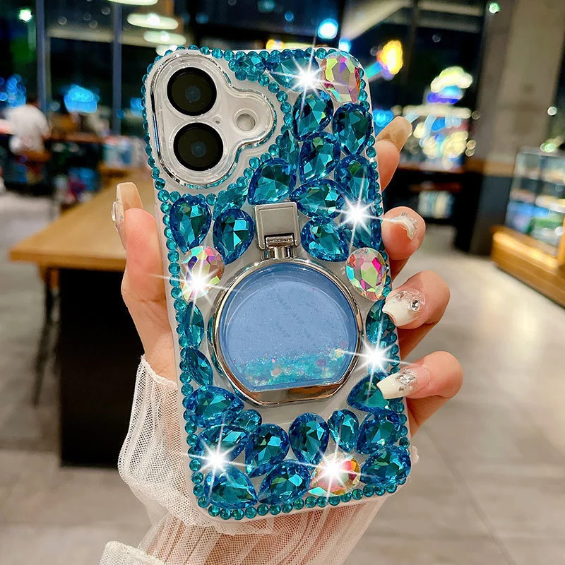 

Luxury Blue flash diamond fashion lucky phone case Shockproof Slim Phone Case for iPhone 16 pro max case iphone 13 pro max case