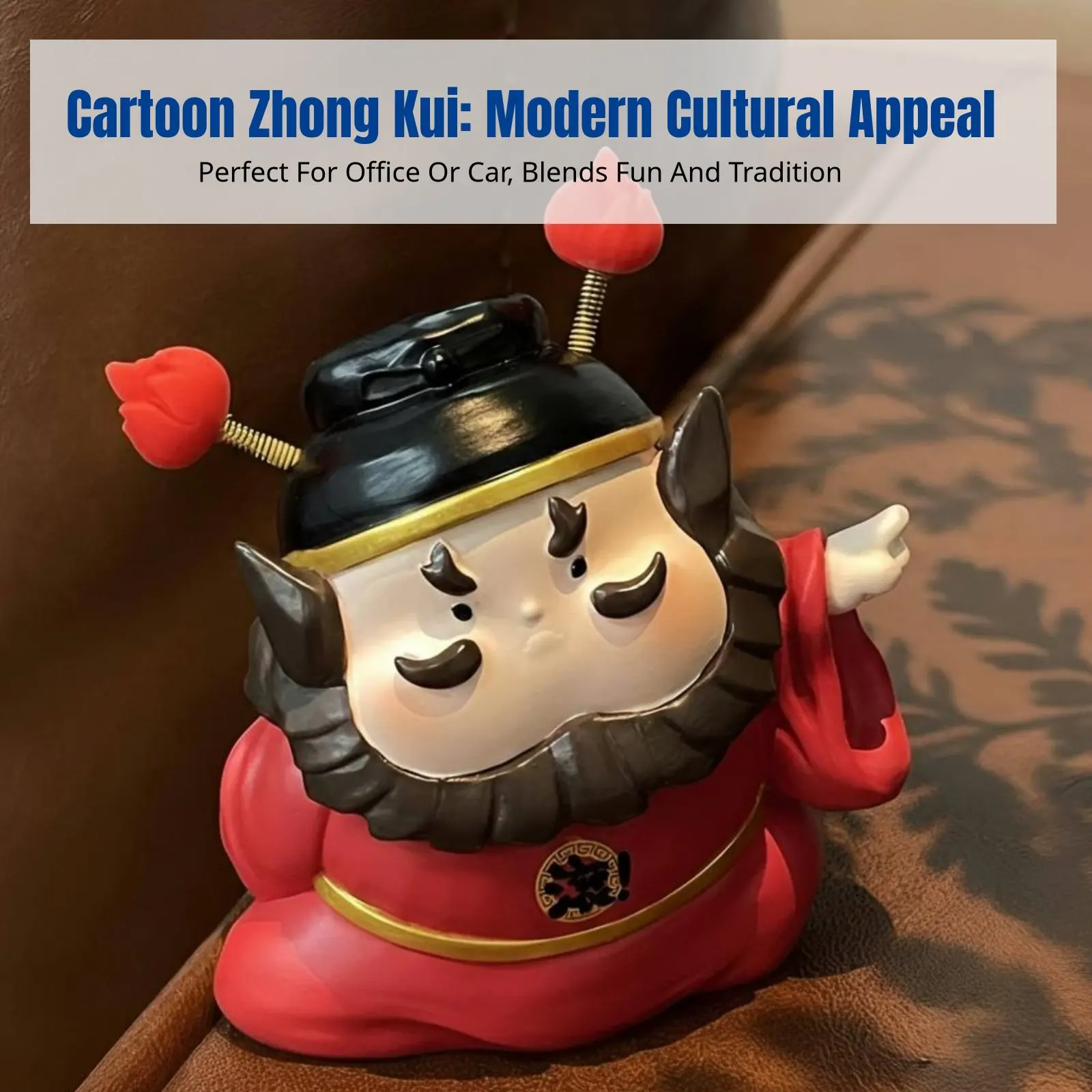 

Мультяшная фигурка Чжун Куй из смолы, украшение для офисного стола против негативной энергии, статуэтка для приборной панели автомобиля
