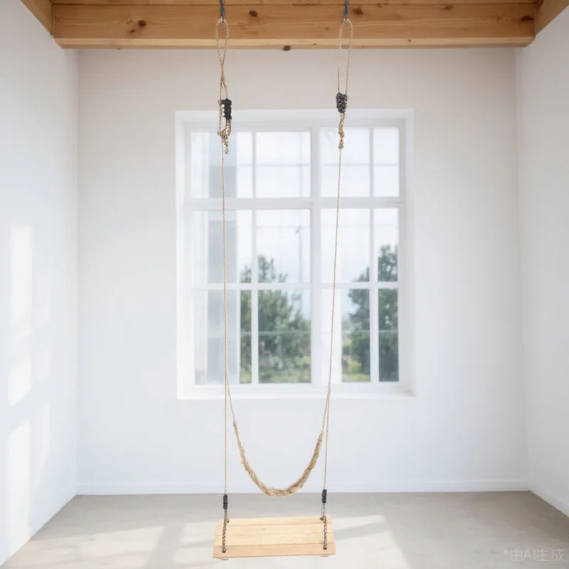 Pine Wood Swing For Kids, Sturdy Outdoor Indoor Hanging Swing For Garden Porch Yard, Children