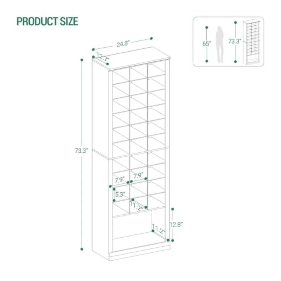 11 Tiers Shoe Storage Cabinet for Entryway, Engineered Wood in White, Space-Saving Vertical Design with Ventilated Cubby Shelve