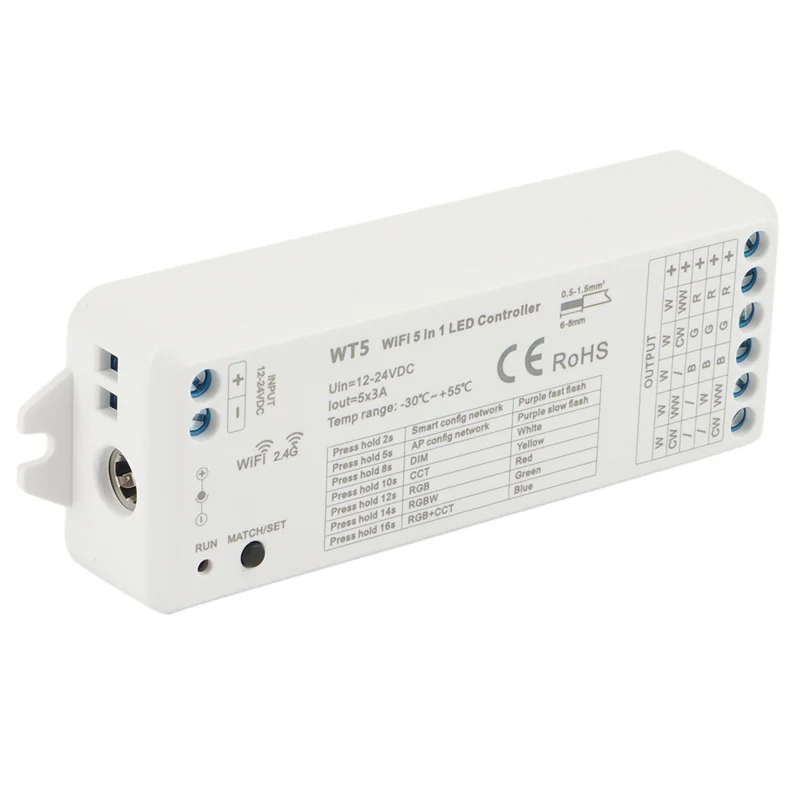 

B50B-4X Светодиодный контроллер Tuya 5 в 1, диммер CCT RGB RGBW RGBWW RGBCCT Strip Smart Life Wi-Fi 2,4G RF Пульт дистанционного управления 12-24 В