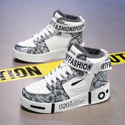 Kids Sneakers High Top Winter Cotton Warm Shoes for Boys Thick Sole Children Non-slip Winter Basketball Shoes Outdoor Boots