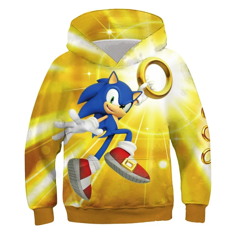 Sonic Kids Hoodies Anime Harajuku Printing Cosplay Hooded Sweatshirt Hoodies Spring Autumn Children\'s Clothes Streetwear Tops