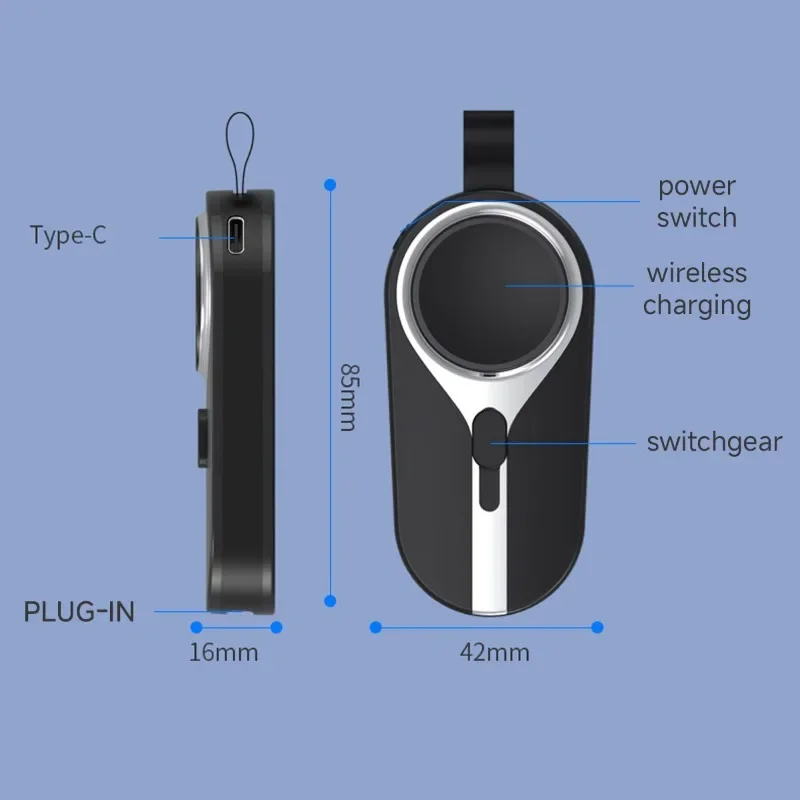 باور بانك صغير 2 في 1 بقدرة 2000 مللي أمبير في الساعة لسلسلة iwatch، قابس طاقة متنقل قابل للسحب 5 فولت 3 وات لهاتف iPhone وسامسونج وشاومي باور بانك