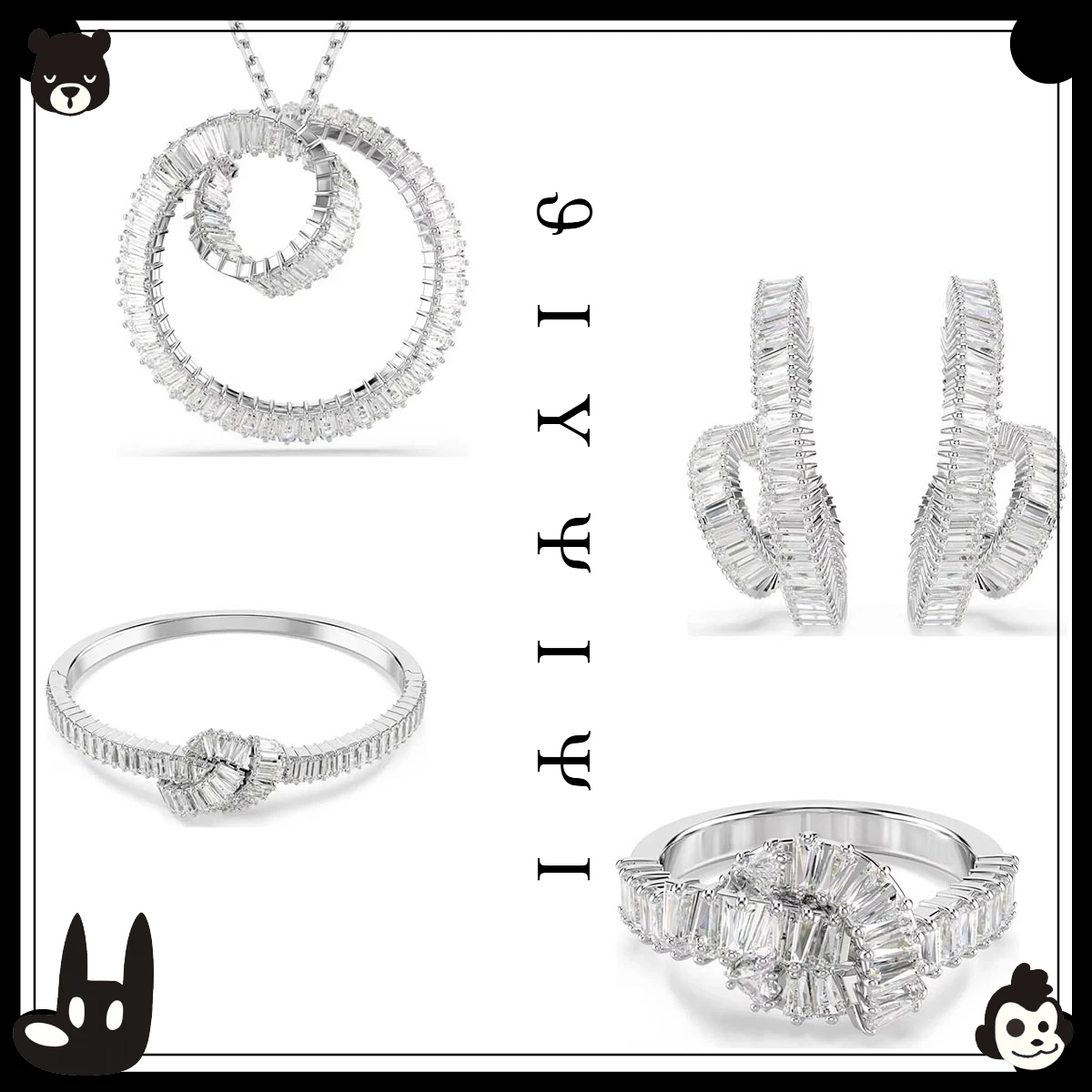 

2025 New Silver Charm Spiral Geometry Series: Full Set of Long Diamond Jewelry,Interpreting AModernandLuxuriousBrilliantSymphony