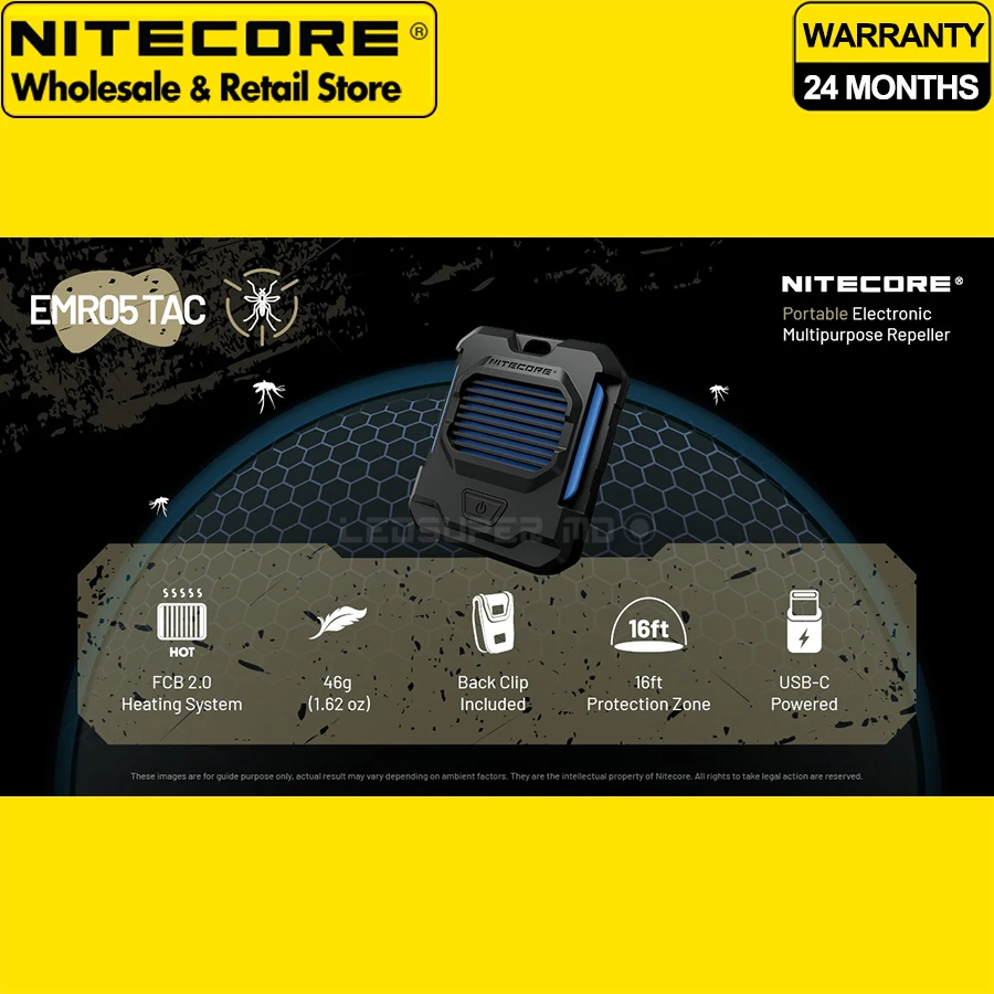 Портативный многофункциональный отпугиватель NITECORE EMR05 TAC USB-C для летнего кемпинга