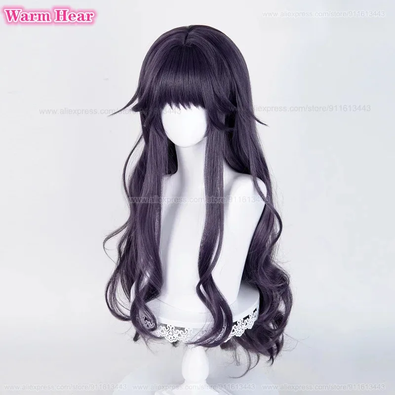 Waguri Kaoruko Long 90cm Purple Grey Curly Heat Resistant Synthetic Hair Halloween Party Cosplay Anime Wigs + Wig Cap gkl/6