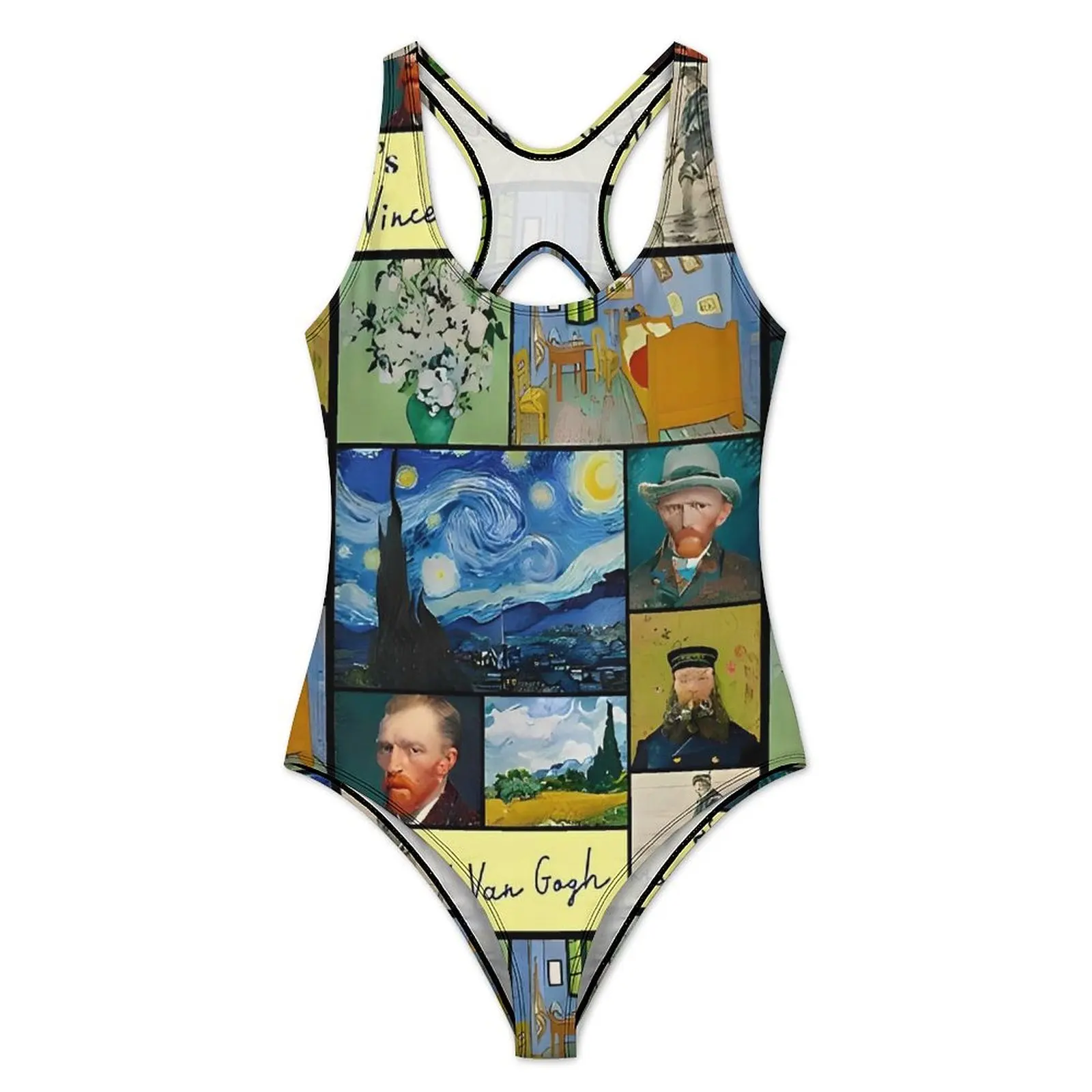 Vincent Van Gogh Collection Swimsuit Sexy  One-Piece Swimwear Push Up Bodysuit Stylish Holiday Swim Bathing Suits