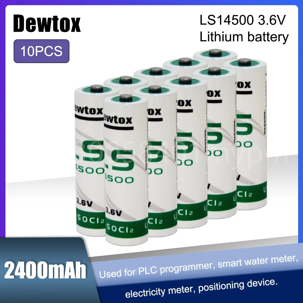 

10PCS LS14500 3.6V Lithium Battery for Gas Meter PLC Machine Tools Real Time Clock Touch Screen LS 14500 ER14505 Li-Ion Batteria