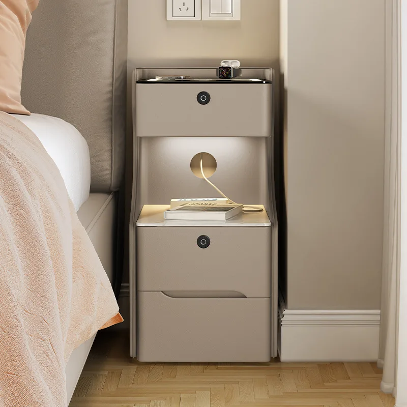 حار بيع الحديثة الفاخرة خشبية الذكية السرير الجدول منضدة صغيرة مع سمّاعات بلوتوث منضدة بصمة الإصبع لغرفة النوم