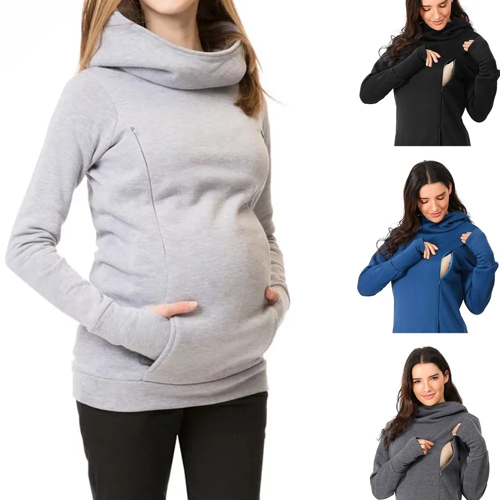 Sweat à capuche en velours épais pour femmes enceintes, vente en gros