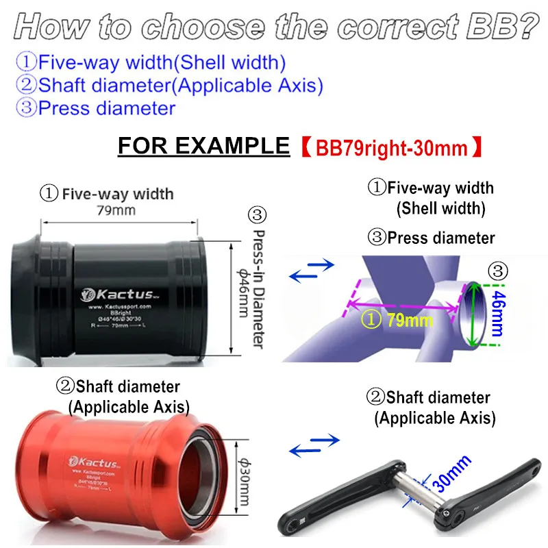 Kactus Bottom Bracket Shell Width 79 Pressfit 46mm Central Movement Ceramic Bearings for Cervelo  Axis 30mm Mtb Road Bike Parts